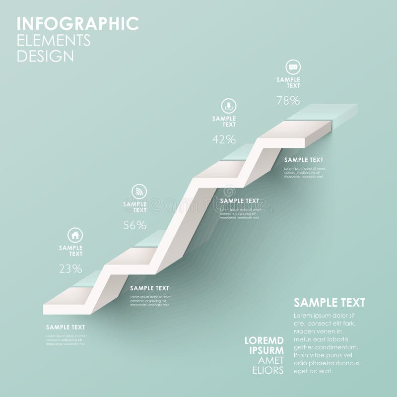 Abstract stair flow chart infographics stock illustration