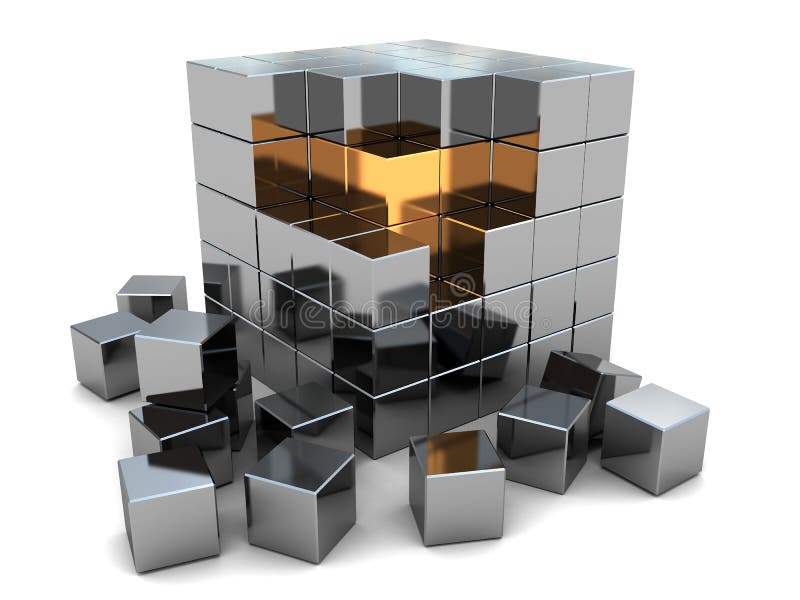 Abstract steel cube