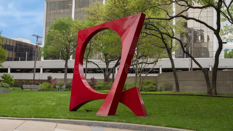 Abstract Steel Sculpture Painted Red at 3333 Lee Parkway in Dallas, Texas.  Editorial Stock Image - Image of bird, dallas: 178189849