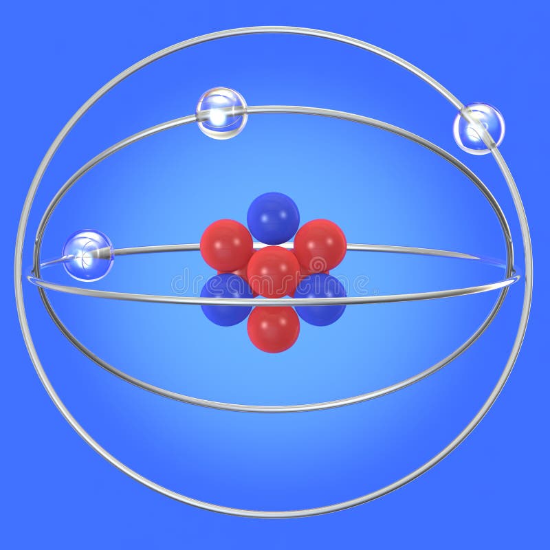 Abstract structure of an atom on a blue background