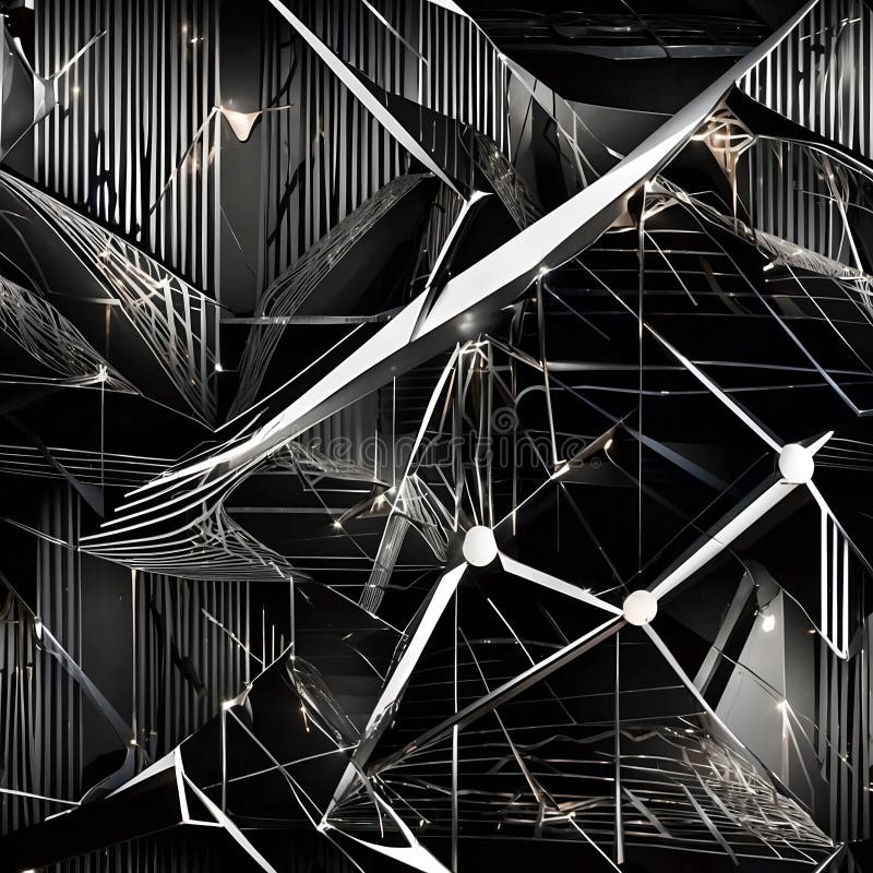 Abstract Structure in Black and White. Generative AI. stock images