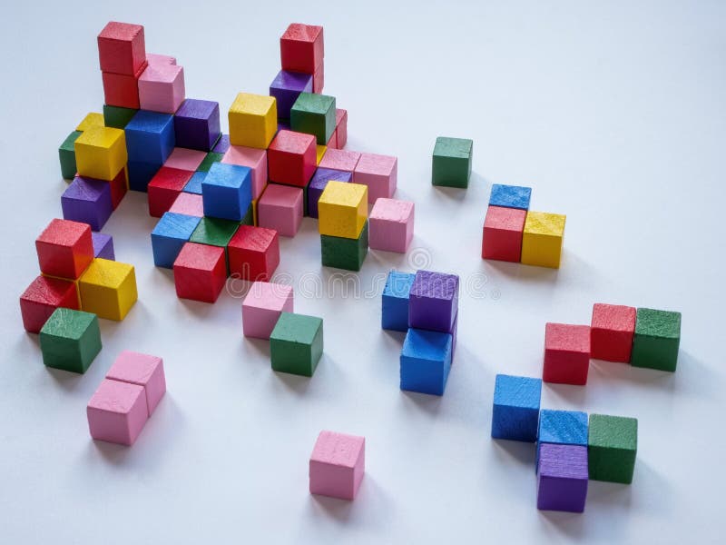 Abstract structure of colored cubes as a symbol of complex interaction. royalty free stock photo