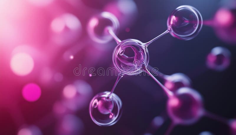 Abstract Structure For Science Or Medical With Molecule Or Atom In Focus stock image