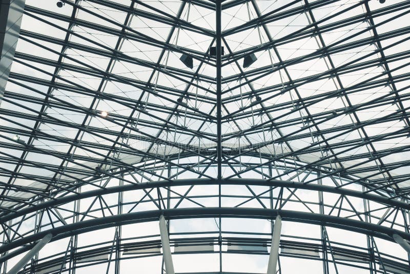 Abstract structure steel in airport passengers terminal, Interior decoration royalty free stock photography