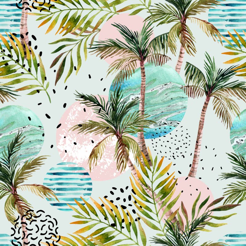 Abstract summer tropical palm tree background.