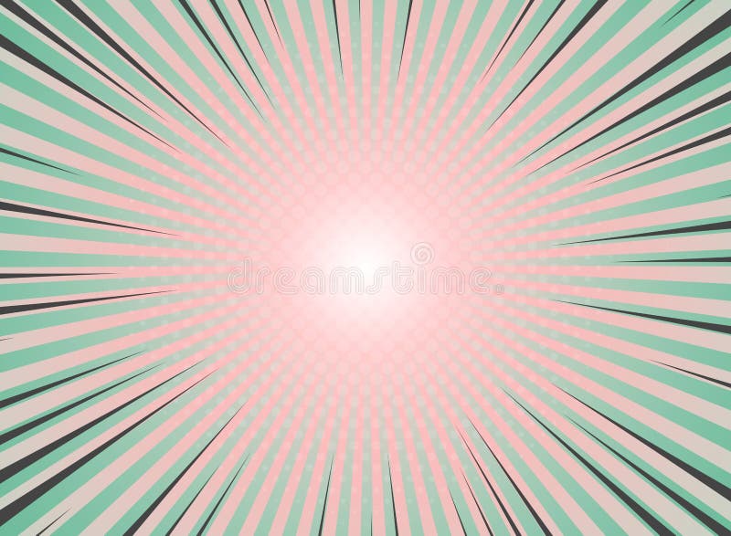 Abstract sun burst background vintage of halftone pattern design. Green and living coral colors with highlight of comic stripe. stock illustration Abstract sun burst background vintage of halftone pattern design. Green and living coral colors with highlight of comic stripe. stock illustration