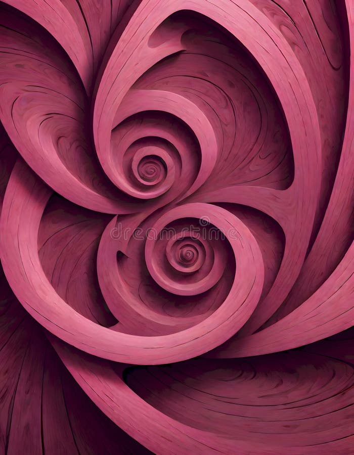 Abstract Swirl in Pink, 3D Artistic Swirl Patterns in Various Shades of Pink, Generative AI stock illustration