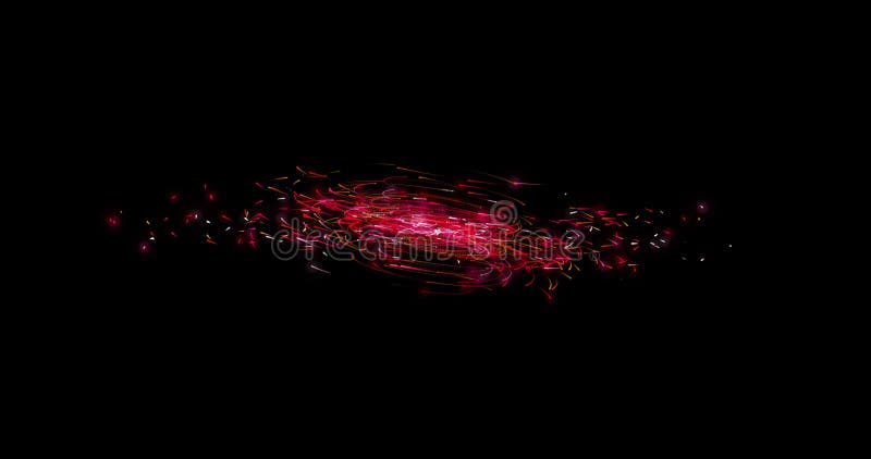 Abstract swirl red lines particles energy black background animation