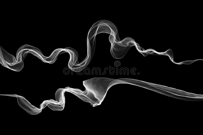 Abstract swirl white flame or Beautiful wavy smoke isolated over black background overlay. Fresh eco vawy set collection.