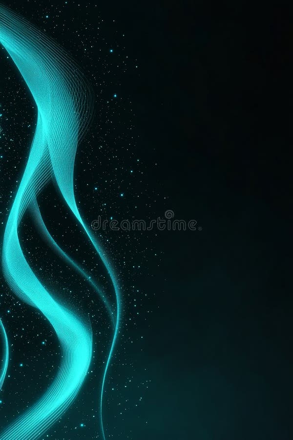 Abstract Swirling Neon Light Wave on Dark Background, Elegant Blue Streaks with Glowing Effect vector illustration