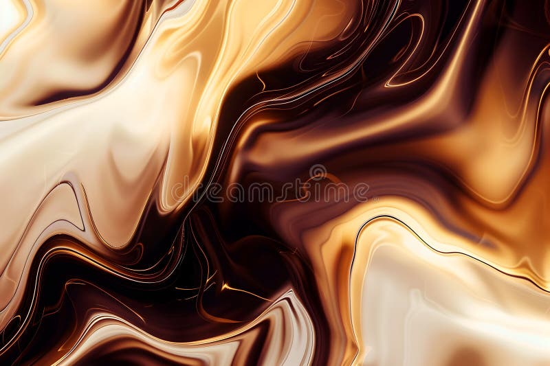 Abstract swirling patterns in warm tones of gold brown and cream ilustração royalty free