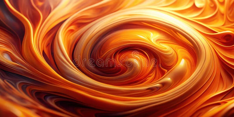 Abstract swirling vortex of warm hues, fiery orange and gold tones creating a dynamic, mesmerizing pattern. Generative AI stock illustration