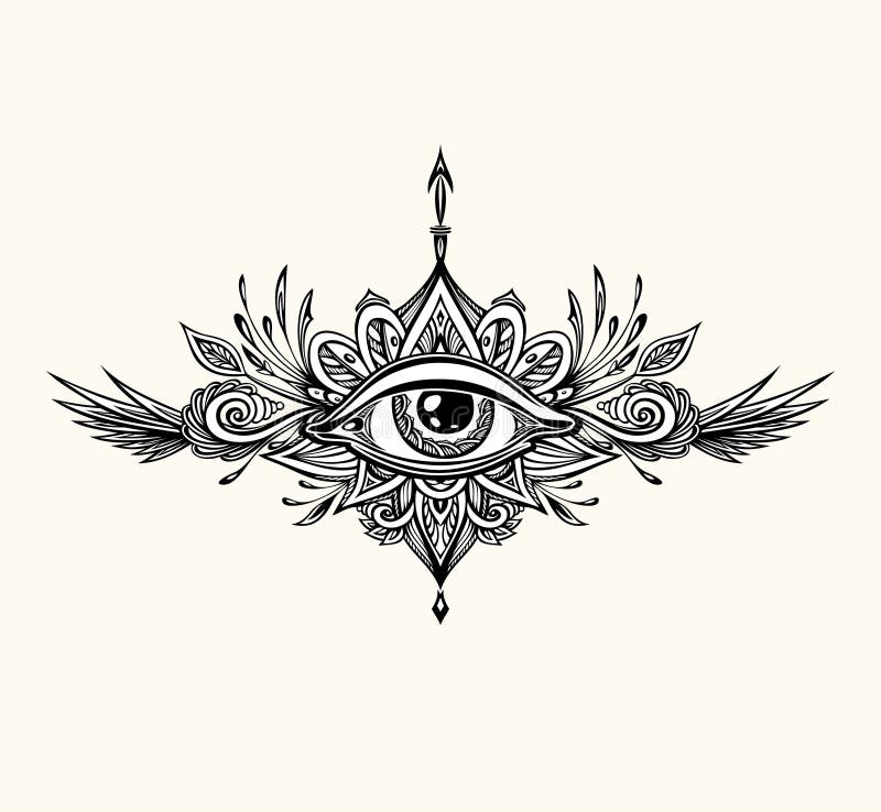 Abstract Symbol of All-seeing Eye in Boho Style for Tattoo Black on White  Stock Vector - Illustration of mandala, esoteric: 148804397