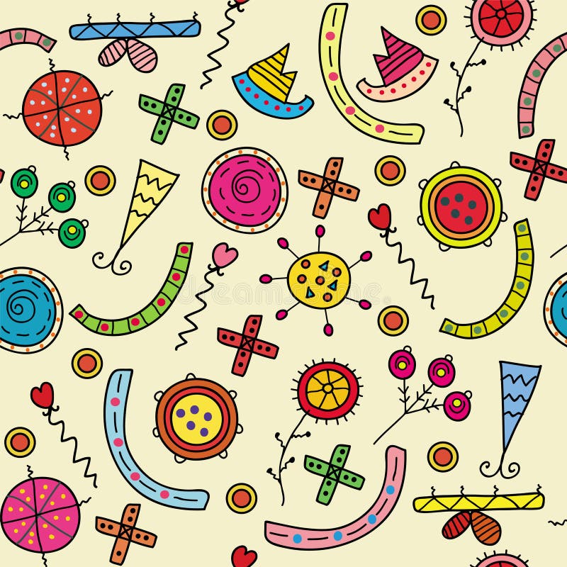 Abstract symbols seamless pattern vector illustration