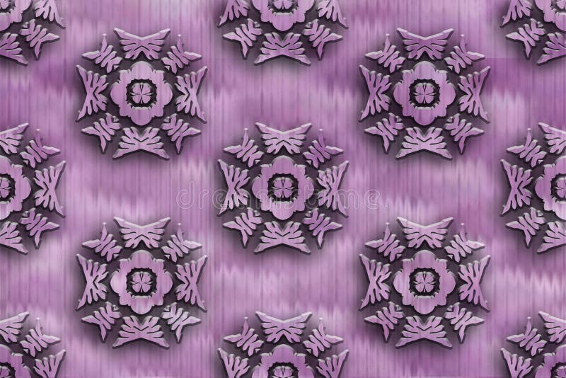 Abstract symmetric pink background with embossed patterns