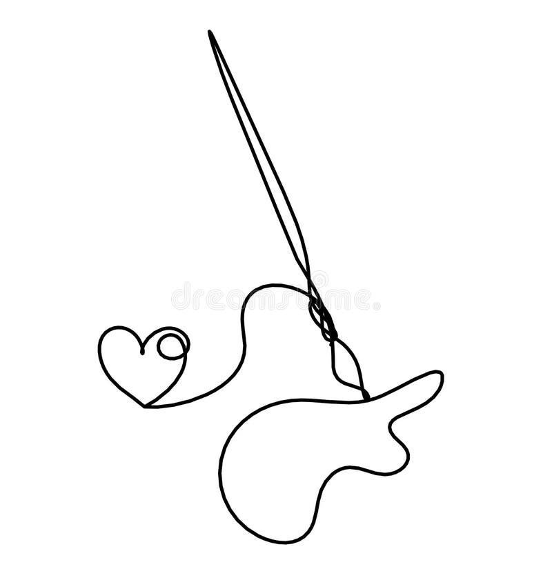 Abstract Tassel and Heart As Line Drawing on White Stock Vector ...