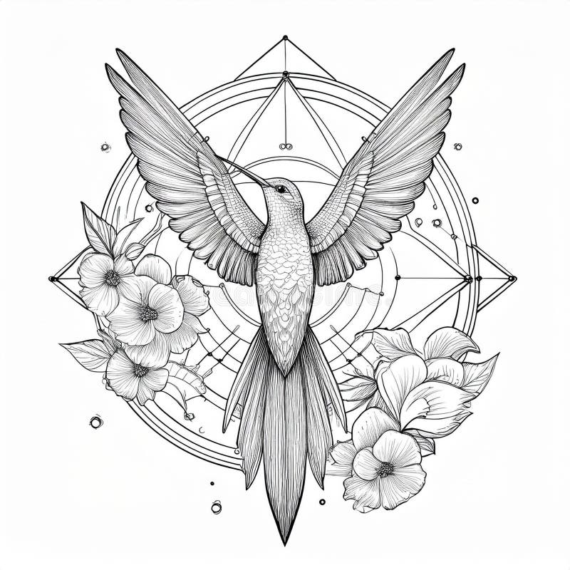 Cool Tattoo Design Pontilhism Fineline AI Generated Stock