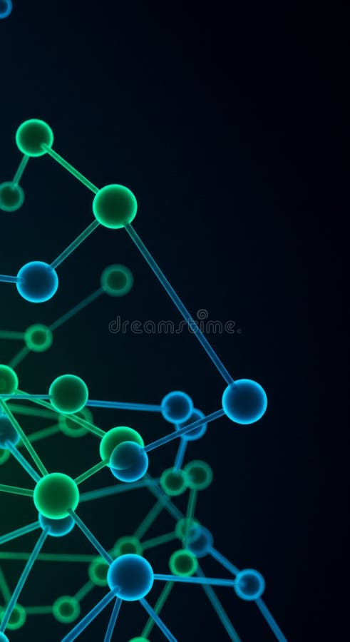 Abstract Teal Green Network Nodes Connections vector illustration