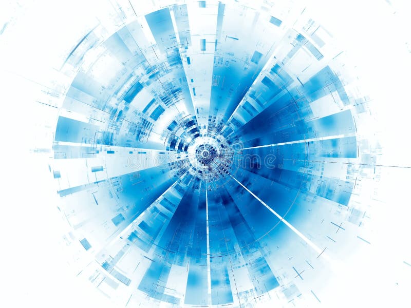 Abstract disk - blue and white digitally generated 3d illustration royalty free illustration