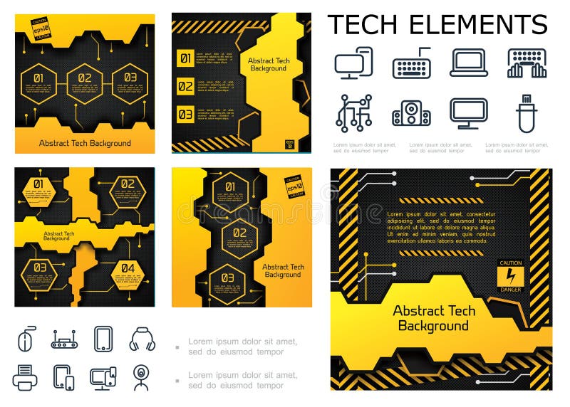 Abstract Tech Colorful Infographic Concept stock illustration