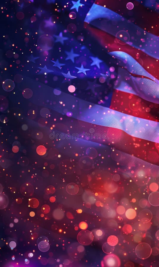 Abstract technological USA flag, template background vector illustration