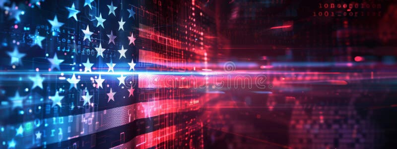 Abstract technological USA flag, template background vector illustration