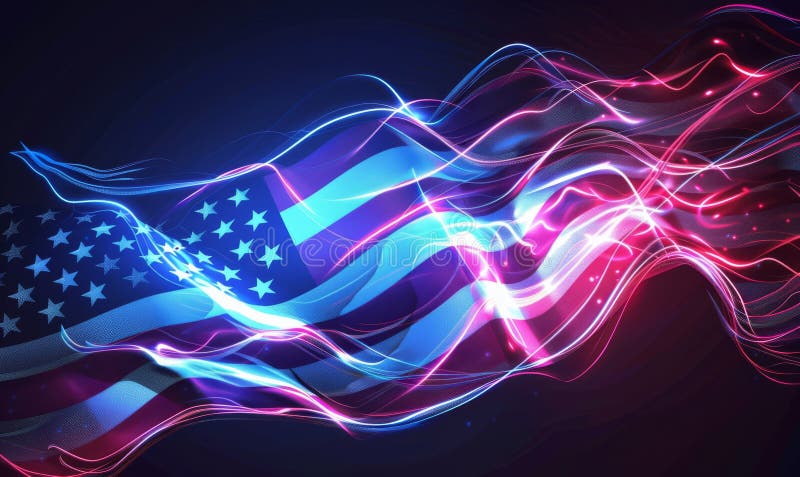 Abstract technological USA flag, template background royalty free illustration