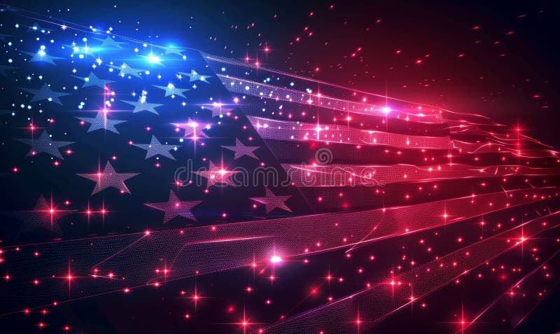 Abstract technological USA flag, template background stock illustration