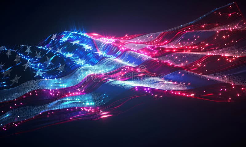 Abstract technological USA flag, template background stock illustration