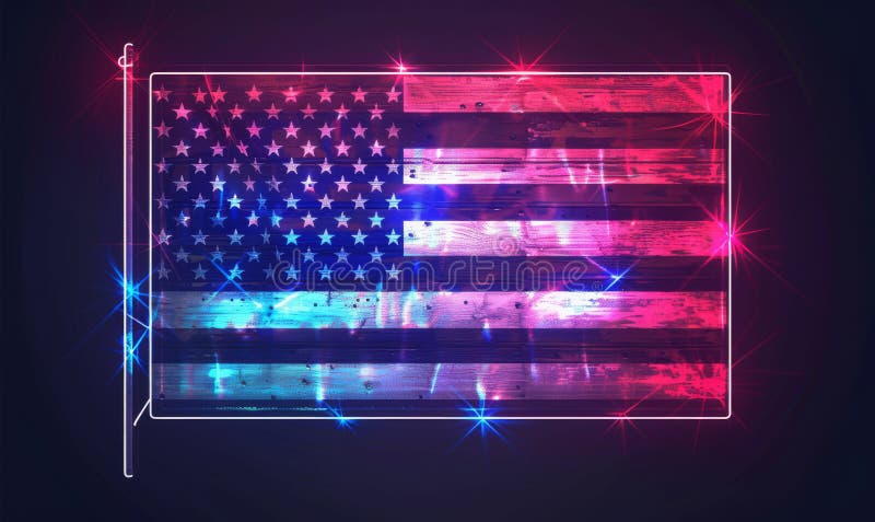 Abstract technological USA flag, template background vector illustration