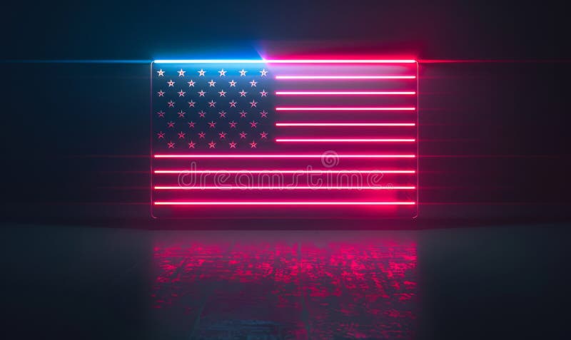Abstract technological USA flag, template background royalty free illustration