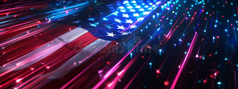 Abstract technological USA flag, template background stock illustration