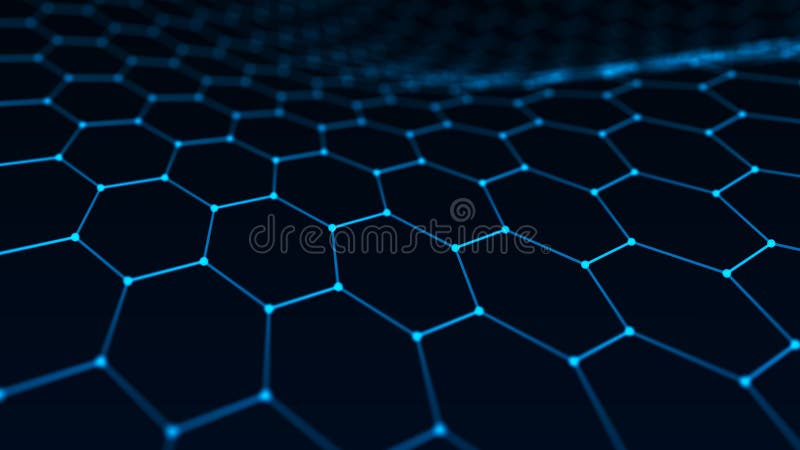Abstract technology background. Artificial intelligence. Futuristic hexagon perspective background. 3D rendering vector illustration