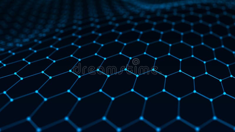 Abstract technology background. Artificial intelligence. Futuristic hexagon perspective background. 3D rendering royalty free illustration