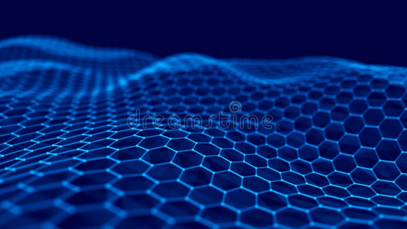 Abstract technology background. Big data visualization. Futuristic hexagon background. 3D rendering vector illustration