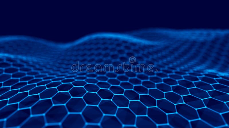 Abstract technology background. Big data visualization. Futuristic hexagon background. 3D rendering royalty free illustration