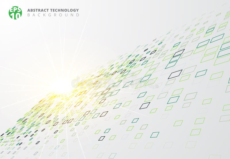 Abstract technology background blue border squares pattern persp stock illustration