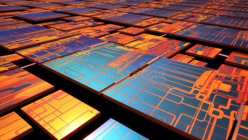 Abstract technology background with circuit board. 3D rendering. Computer digital drawing. , generative ai stock illustration