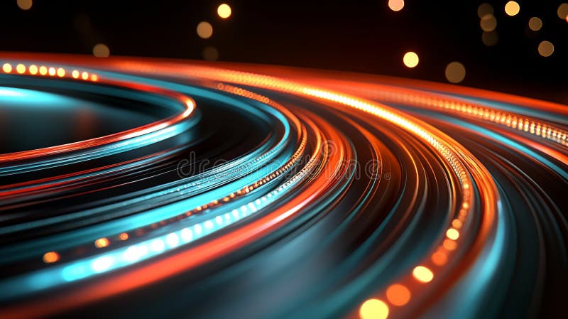 Abstract Technology Background, Circular Light Trails, Data Stream, Futuristic Design royalty free illustration
