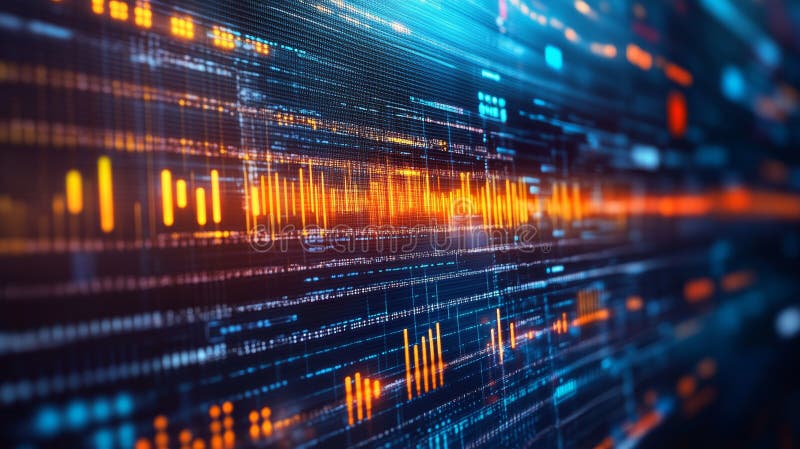 Abstract Technology Background, Colorful Audio Visual Data Waves, Music, Streaming, Big Data royalty free illustration