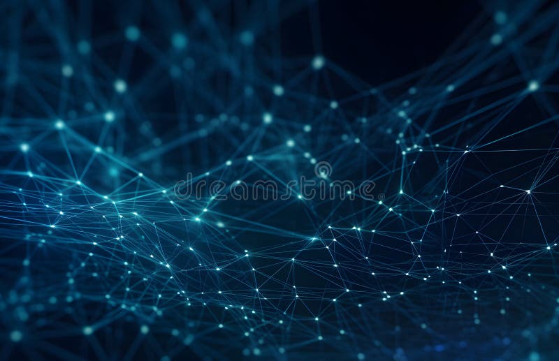 Abstract technology background with connected dots for wireless, network, or digital design. Generative AI royalty free illustration