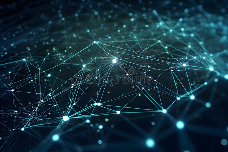 Abstract technology background with connected dots for wireless, network, or digital design. Generative AI vector illustration