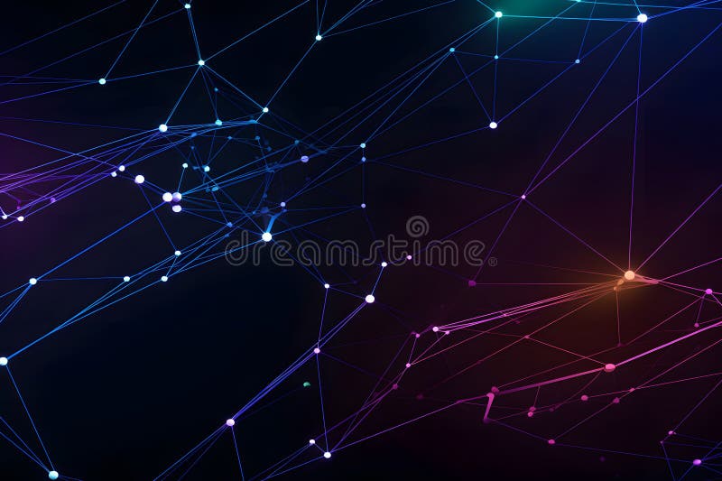Abstract technology background with connected dots for wireless, network, or digital design. Generative AI royalty free illustration