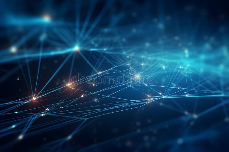 Abstract technology background with connected dots for wireless, network, or digital design. Generative AI stock illustration
