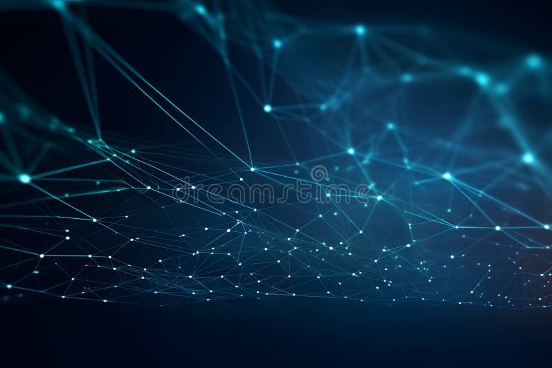 Abstract technology background with connected dots for wireless, network, or digital design. Generative AI royalty free illustration