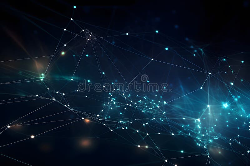 Abstract technology background with connected dots for wireless, network, or digital design. Generative AI vector illustration