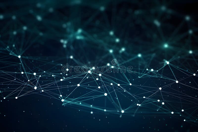 Abstract technology background with connected dots for wireless, network, or digital design. Generative AI stock illustration