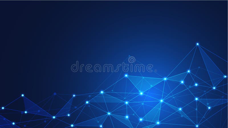 Abstract technology background with connecting dots and lines. Digital technology of global network connection and vector illustration