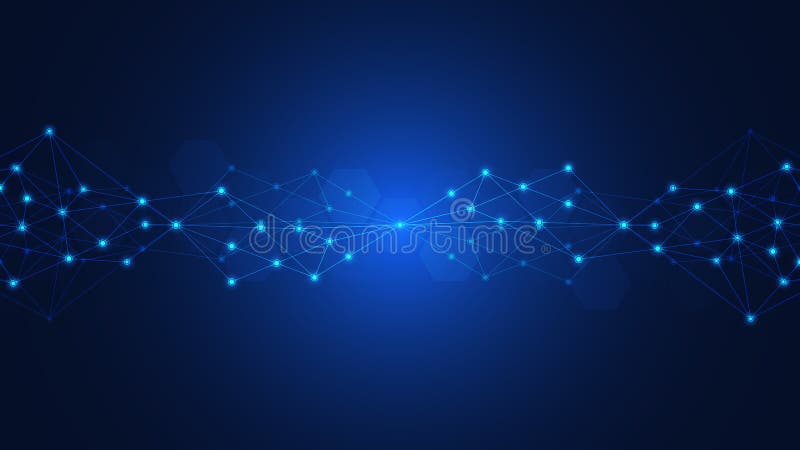 Abstract technology background with connecting dots and lines. Digital technology of global network connection and stock illustration