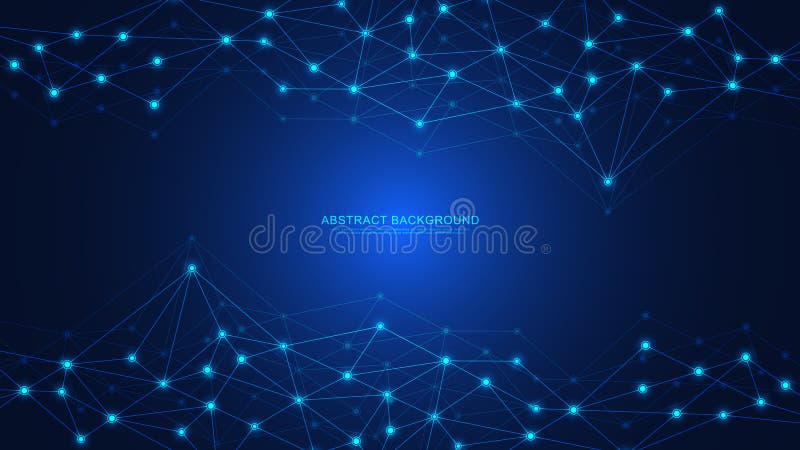 Abstract technology background with connecting dots and lines. Digital technology of global network connection and stock illustration